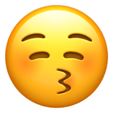Kissing Face with Closed Eyes emoji, Apple, iOS 17.4