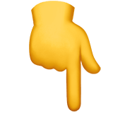 Backhand Index Pointing Down emoji, Apple, iOS 18.4