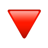 Red Triangle Pointed Down emoji, Apple, iOS 18.4
