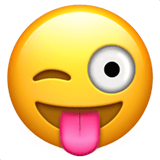 Winking Face with Tongue emoji, Apple, iOS 18.4