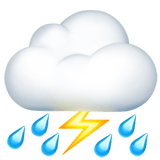 Cloud with Lightning and Rain emoji, Apple, iOS 26