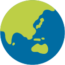 Globe Showing Asia-Australia emoji, Google, Blob, 2017