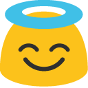 Smiling Face with Halo emoji, Google, Blob, 2017