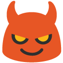 Smiling Face with Horns emoji, Google, Blob, 2017