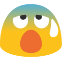 Anxious Face with Sweat emoji, Google, Blob, 2017