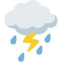 Cloud with Lightning and Rain emoji, Google, Blob, 2017