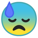 Downcast Face with Sweat emoji, Google, Redesign, 2017