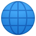 Globe With Meridians emoji, Google, Android 2018