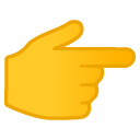 Backhand Index Pointing Right emoji, Google, Android 2018
