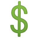 Heavy Dollar Sign emoji, Google, Android 2018