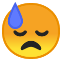 Downcast Face with Sweat emoji, Google, Android 2018