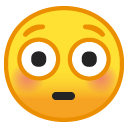 Flushed Face emoji, Google, Android 2018