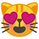 Smiling Cat with Heart-eyes emoji, Google, Android 2018