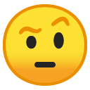Face with Raised Eyebrow emoji, Google, Android 2018