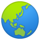 Globe Showing Asia-Australia emoji, Google, Android 2020