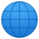 Globe With Meridians emoji, Google, Android 2020