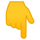 Backhand Index Pointing Down emoji, Google, Android 2020