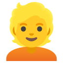 Person: Blond Hair emoji, Google, Android 2020