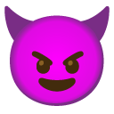Smiling Face with Horns emoji, Google, Android 2020