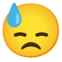 Downcast Face with Sweat emoji, Google, Android 2020