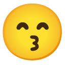 Kissing Face with Smiling Eyes emoji, Google, Android 2020