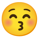 Kissing Face with Closed Eyes emoji, Google, Android 2020