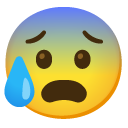 Anxious Face with Sweat emoji, Google, Android 2020