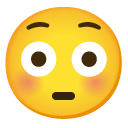 Flushed Face emoji, Google, Android 2020
