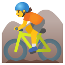 Person Mountain Biking emoji, Google, Android 2020