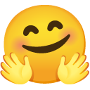 Smiling Face with Open Hands emoji, Google, Android 2020