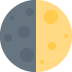 First Quarter Moon emoji, Twitter / X, Twemoji 14