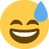 Grinning Face with Sweat emoji, Twitter / X, Twemoji 14