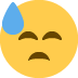 Downcast Face with Sweat emoji, Twitter / X, Twemoji 14
