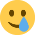 Smiling Face with Tear emoji, Twitter / X, Twemoji 16